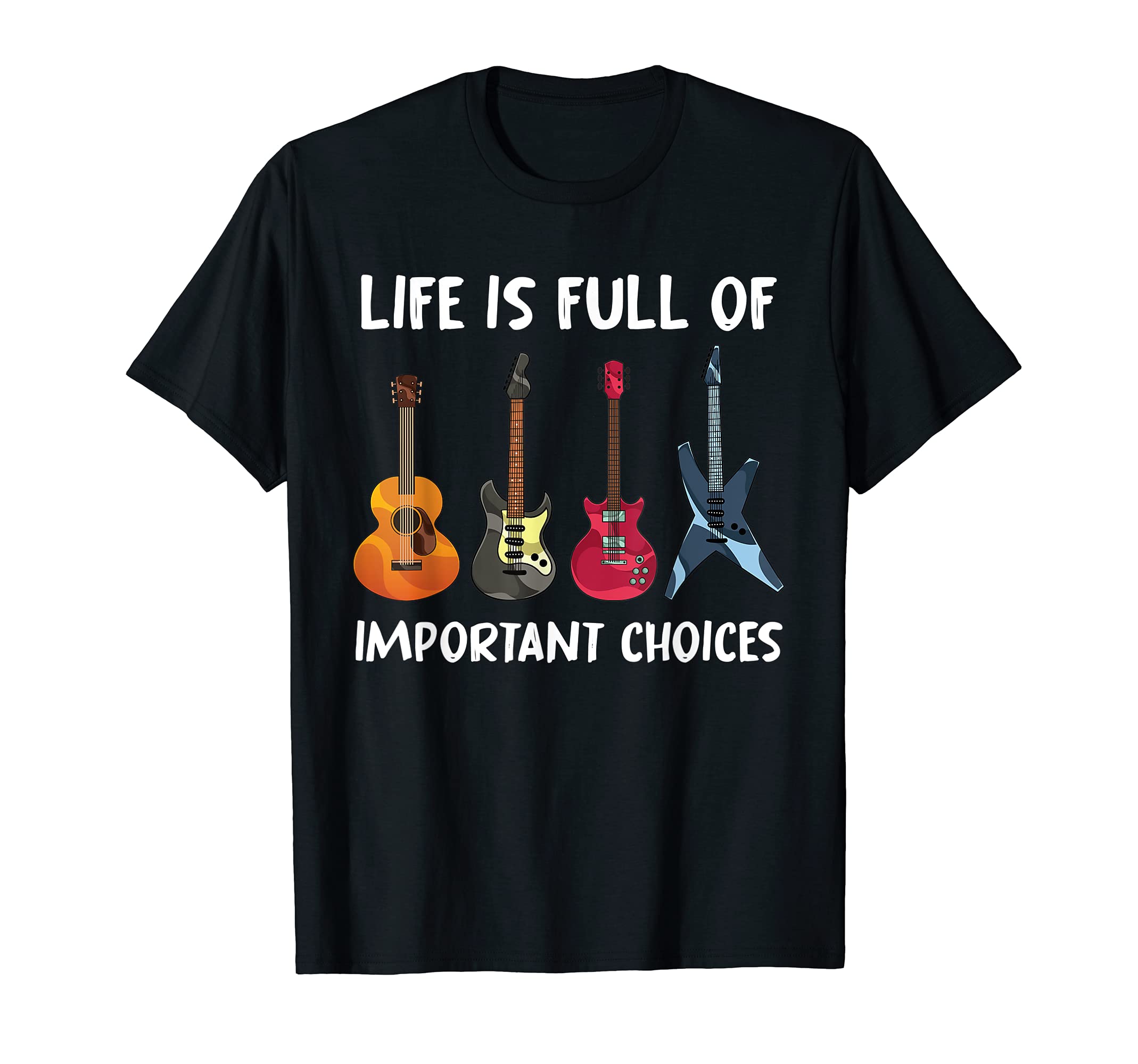 Funny Acoustic Guitarist Musical Instrument Electric Guitar T-Shirt, Black