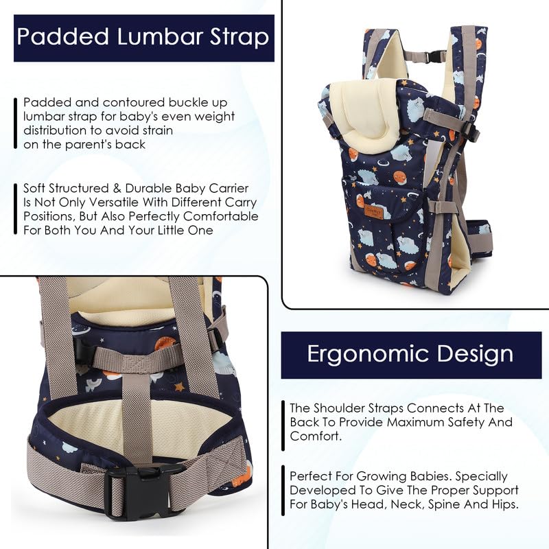 Image of Chinmay Kids Baby Carrier 4 in 1 Carry Bag Baby Carrier Cuddler Air Mash Fabric Baby Carrier Baby Carrier (Blue, Back Carry)