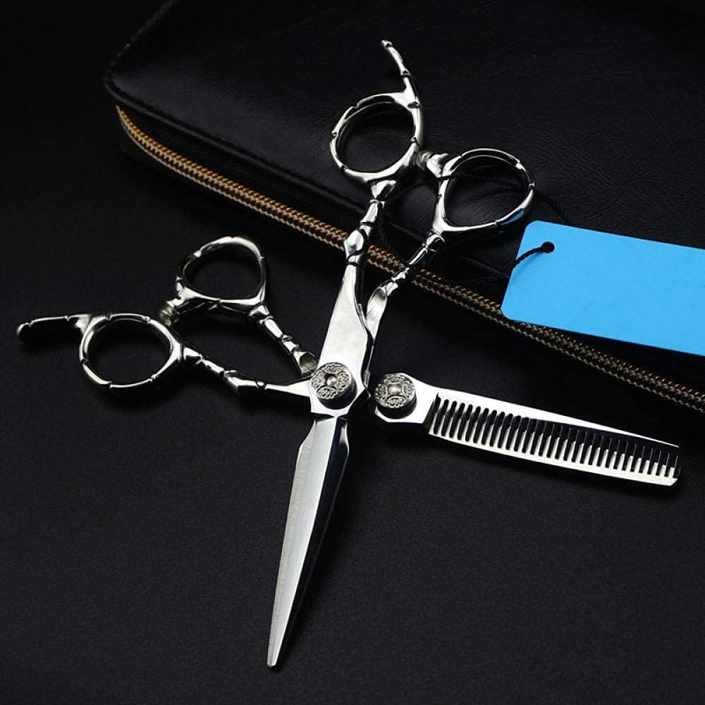 Professional Japan 440c 6 inch Stripe Hair Scissors Cutting Barber makas Make up Haircut thinning Shears Hairdressing Scissors