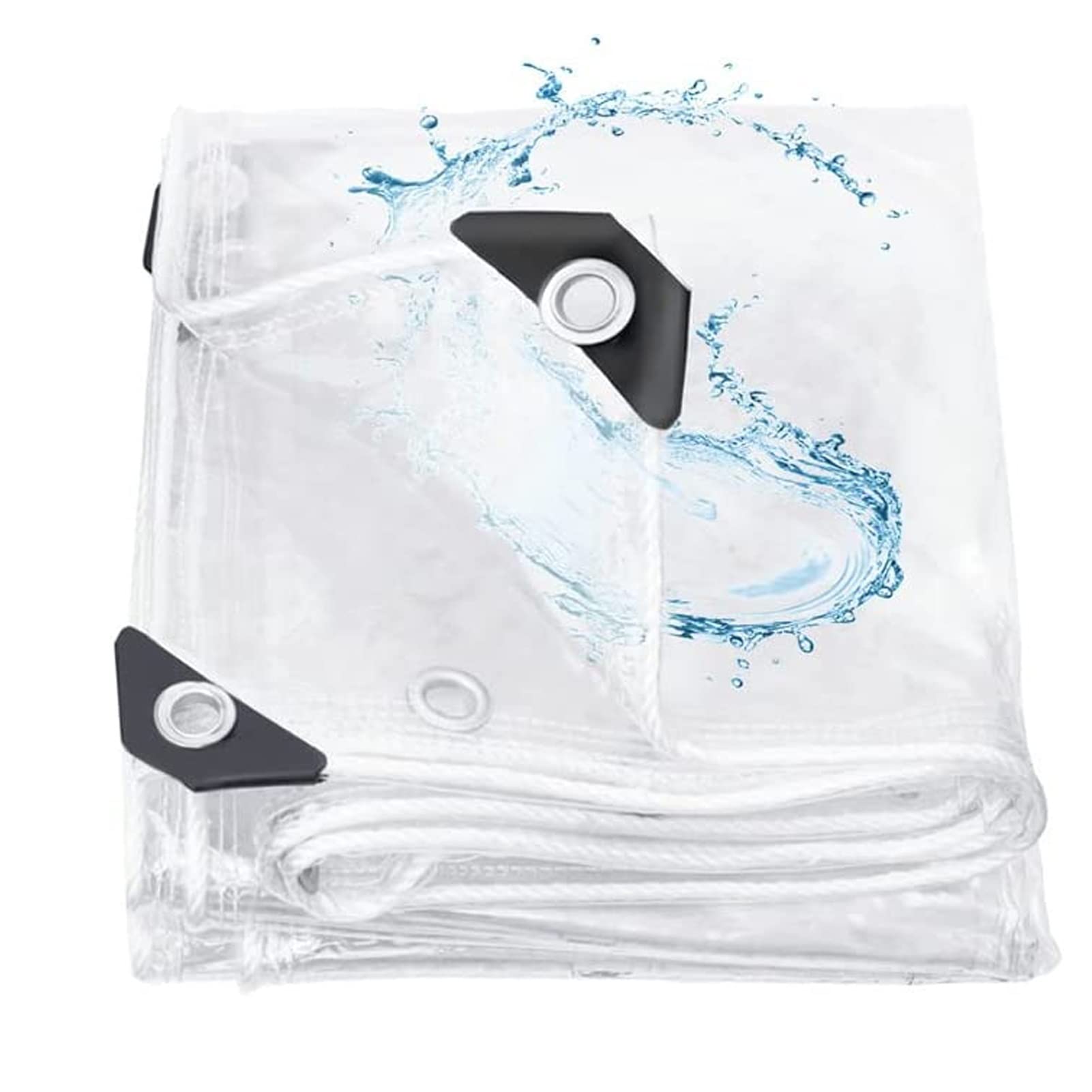 Lona de plástico impermeable transparente con ojales para cubrir carpa y suelo