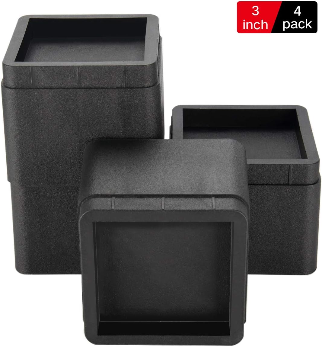 JoyclubBed Risers 3 Inch Heavy Duty Stackable Furniture Risers for Sofa Table Couch Lift Height of 3 or 6 Inches (4 Pack Black)