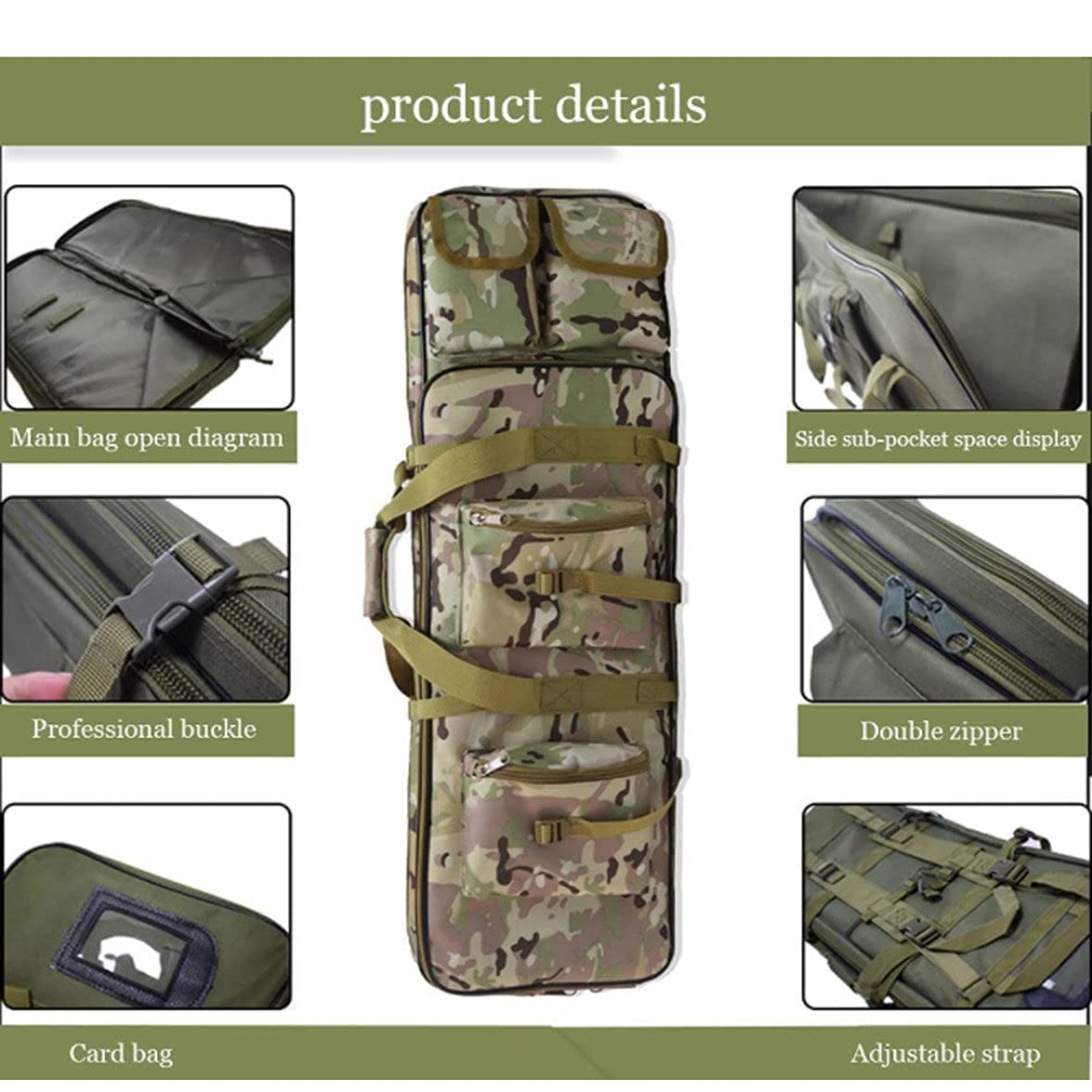 Futerały na broń torba na broń taktyczna sprzęt wojskowy torba myśliwska Outdoor Airsoft Sport etui na karabin Gun Carry plecak ochronny do strzelania polowanie, kamuflaż