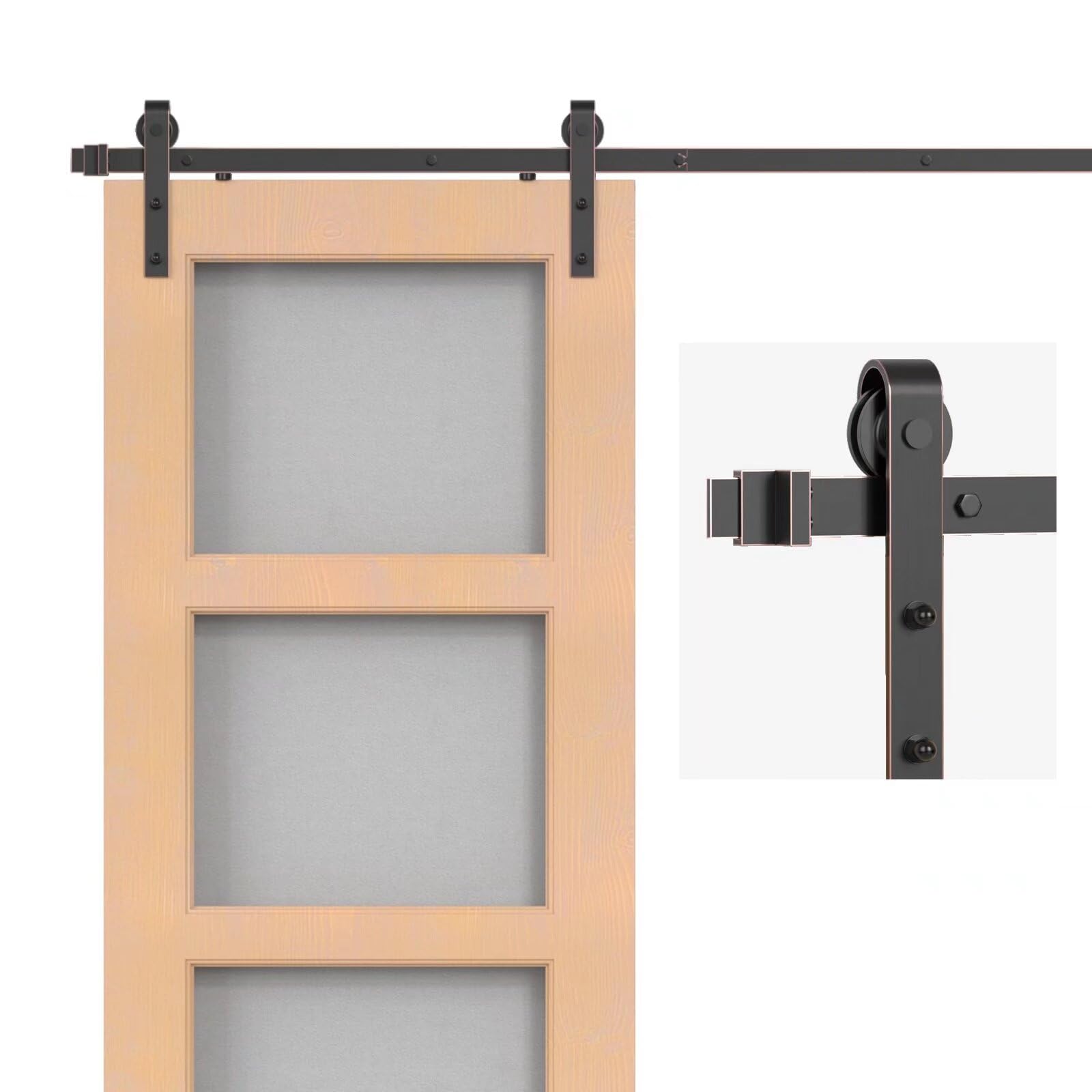 6.6FT Classic Brass Sliding Barn Door Hardware Kit for Interior Door Brushed Gold — Amazon image 10