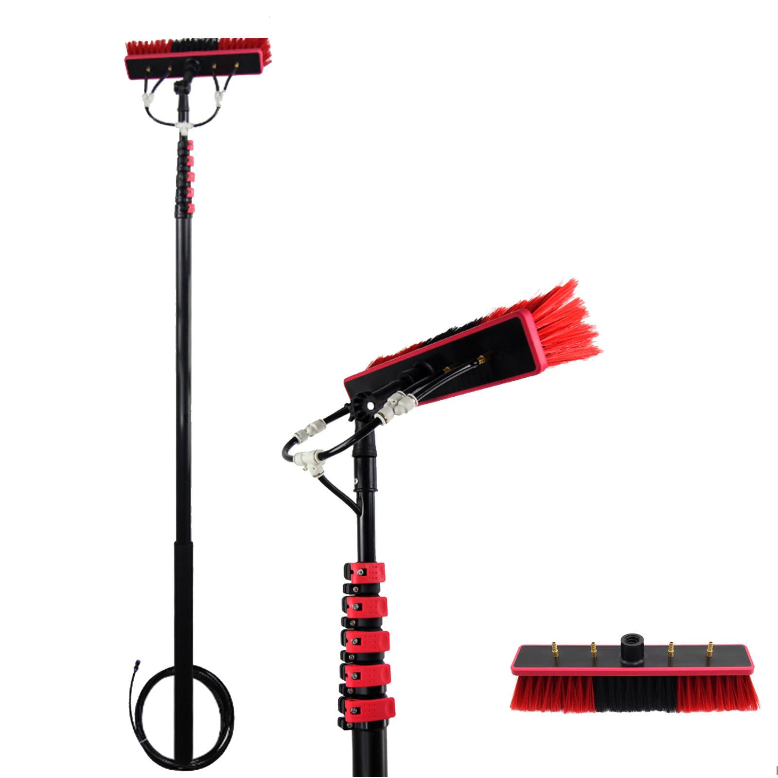 Brosse télescopique lavante pour panneau photovoltaïque et nettoyage vitres toit