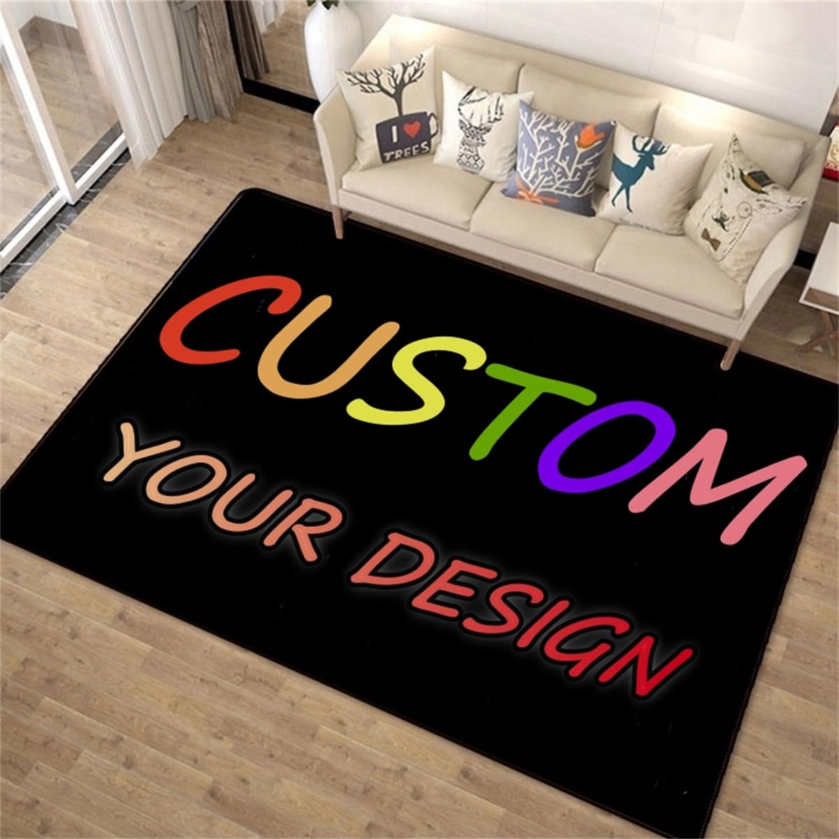 Tappeto Personalizzato, Tappeti Personalizzati con Foto/Grafica/Logo Tappeto Antimacchia, Lavabile, Morbido. per Camera da Letto, Soggiorno, Ufficio (140x200cm)