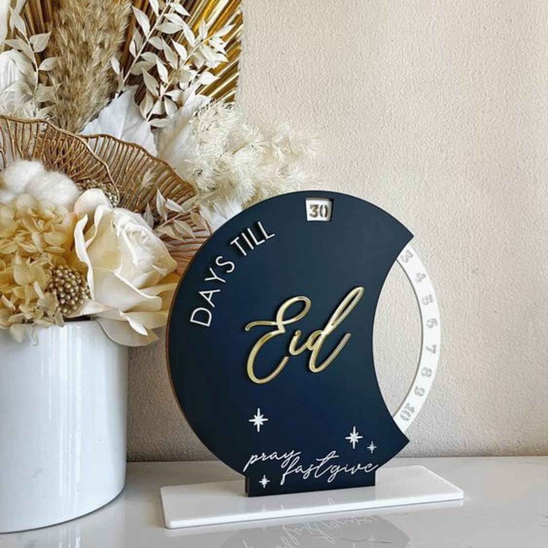 KLASSIE STORES| Ramadan to Eid Countdown Calender| Best for Eid, Ramadan, Ramzan, Islamic Festival| Gifting, Home Decor| Table Top| 8 Inches