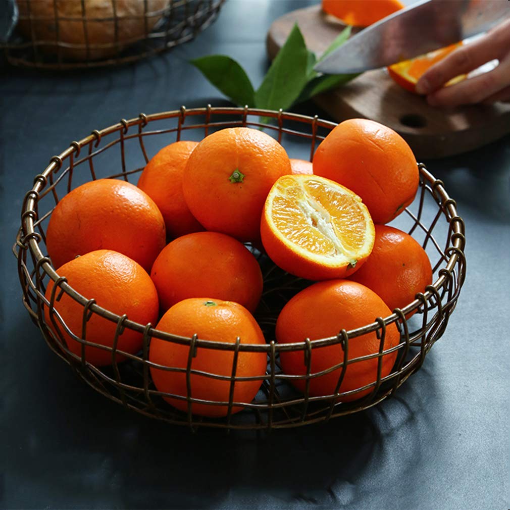 Panier à Fruits Et Légumes 2 Niveaux Avec Poignée En Bois Support En Metal Dore