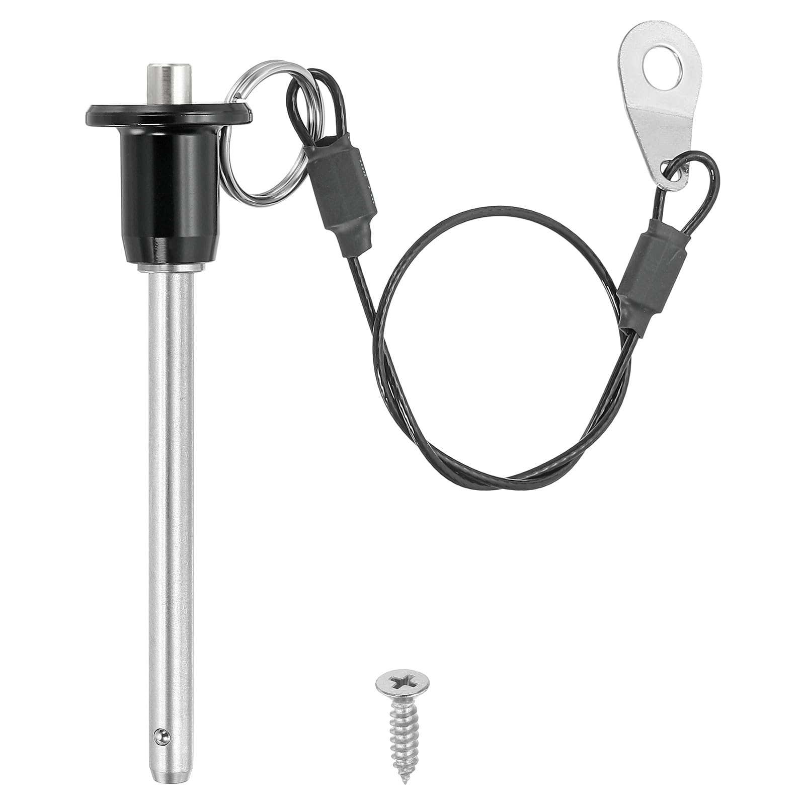 PATIKIL 3/16"(5mm) Diameter 304 Stainless Steel Quick Release Pin, Usable Length 2"(50mm) Push-Button Ball Locking Pin with 25cm Lanyard Cable M5 Screw, Silver