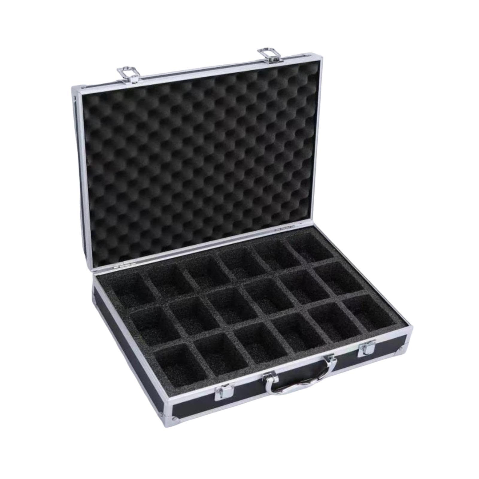 Amagogo Caja almacenamiento para relojes, estuche rígido aleación aluminio, estuche regalo para exhibición y colección, organizador para relojes, Negro, 18 Ranuras
