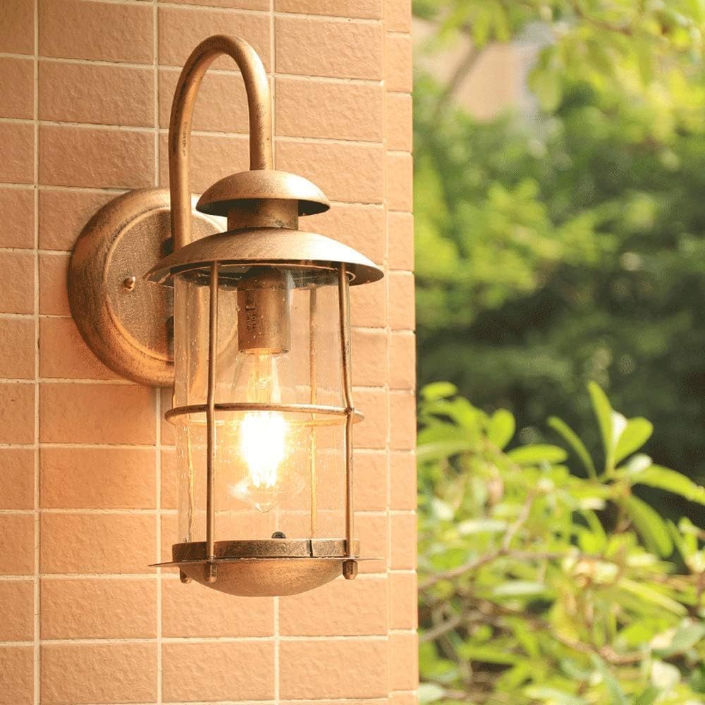 ITOSUI Retro Industrial Waterproof Wall Lamp - Vintage Outdoor LED Sconce Light for Garden, Courtyard, and Villa Terrace(Brass)