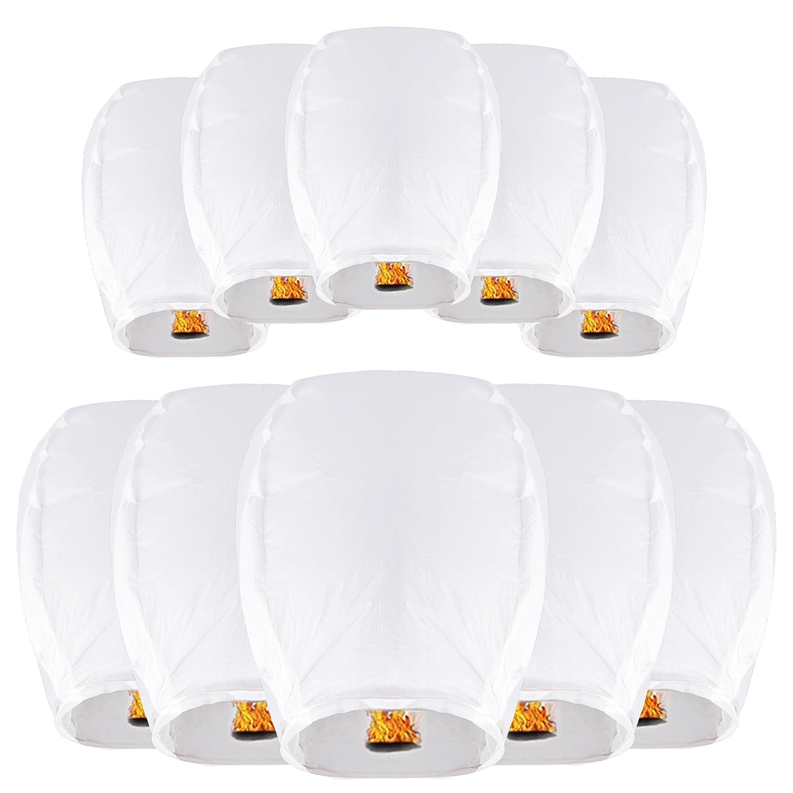 10 Pcs Chinese White Paper Lanterns to Release in Wishing Memorial Paper Lanterns to Blessing in Heaven
