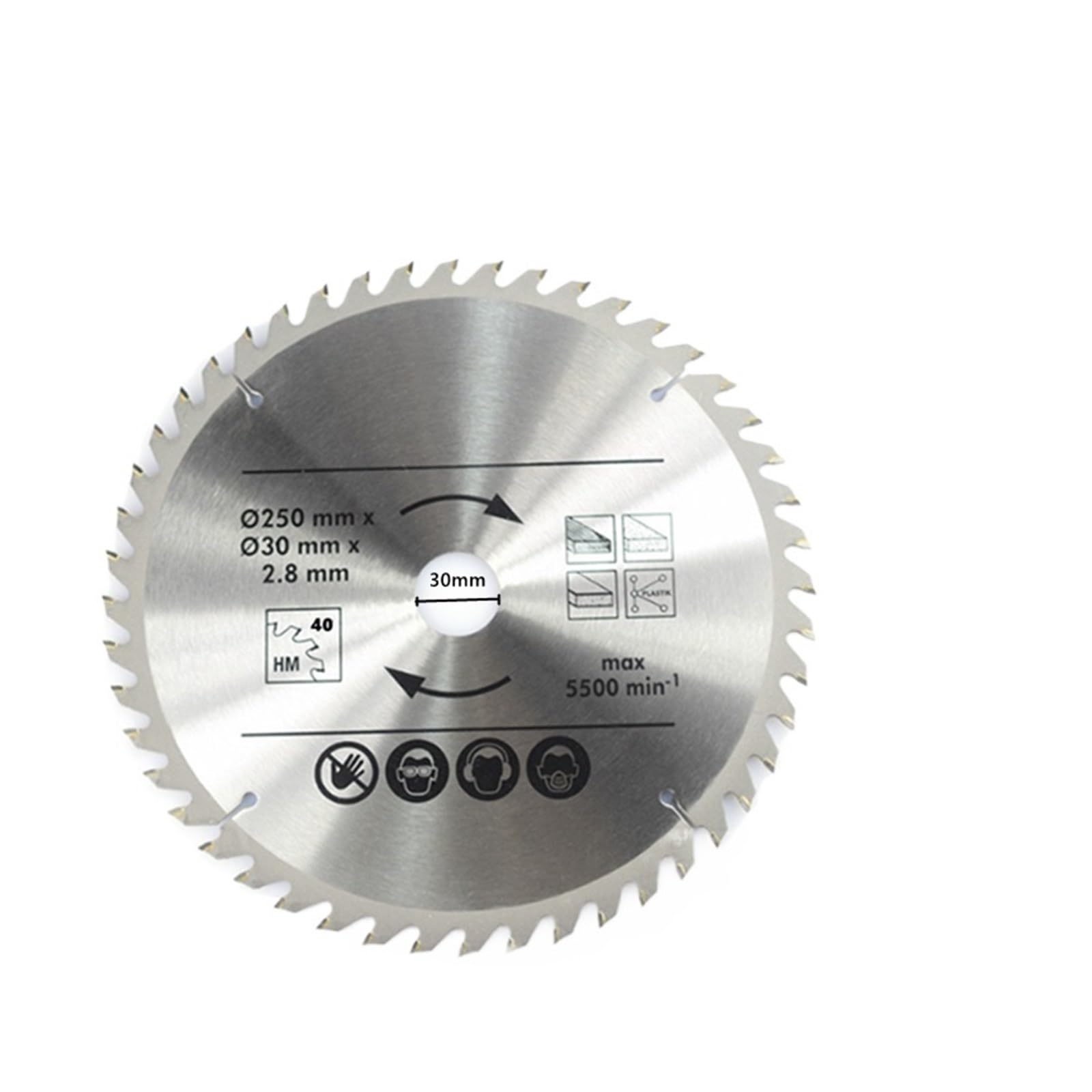 Hoja de sierra for madera TCT 250 mm y 30 diámetro (40/48/60/80T) | 250x30mmx40T