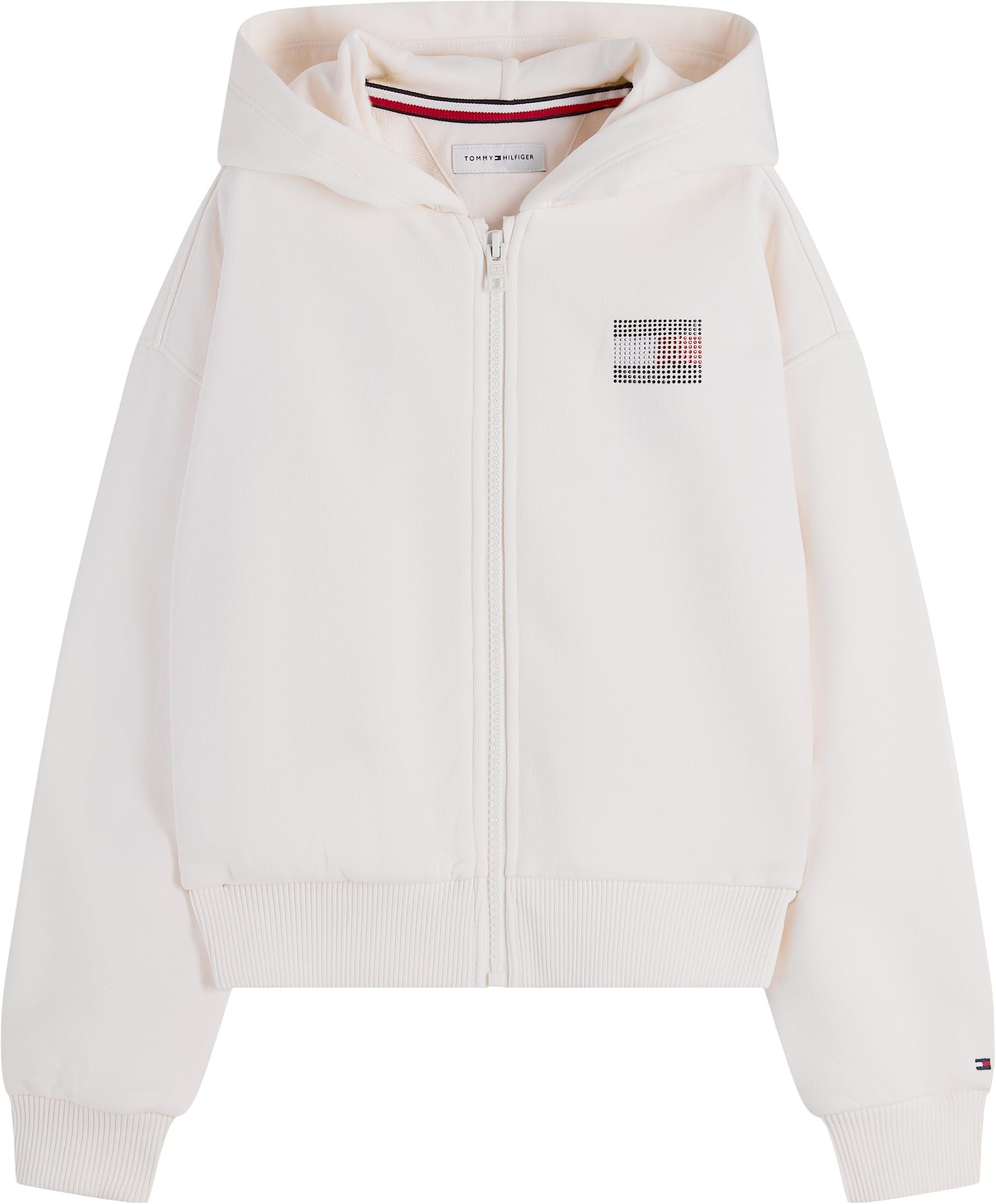 Tommy Hilfiger Tommy Strass Zip Through KG0KG09443 Otras Sudaderas, Blanco (Blanco Antiguo), 8 años