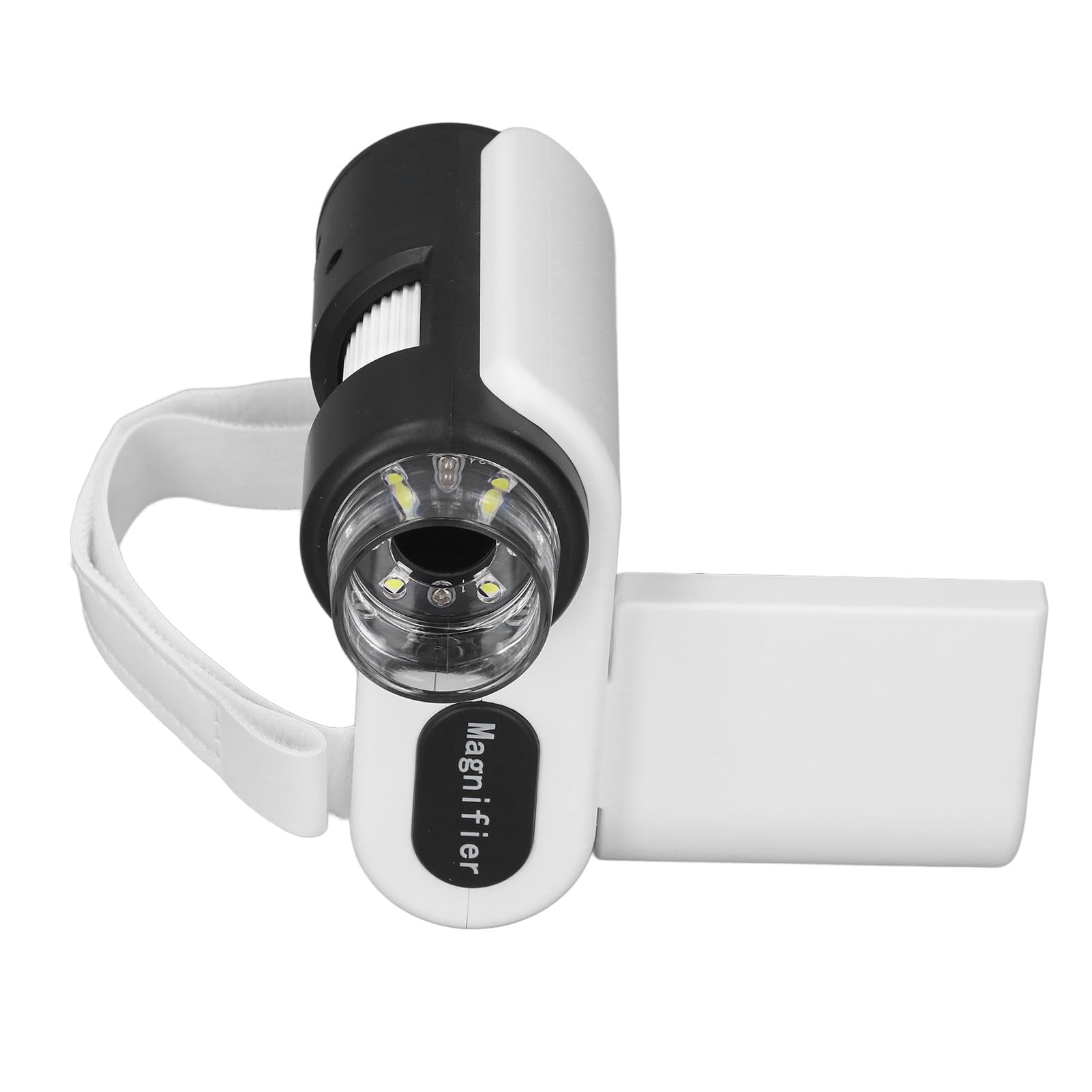 Microscopio tascabile portatile, microscopio studente registrazione video schermo a colori da 2 pollici 6 luci LED per la casa (bianco)