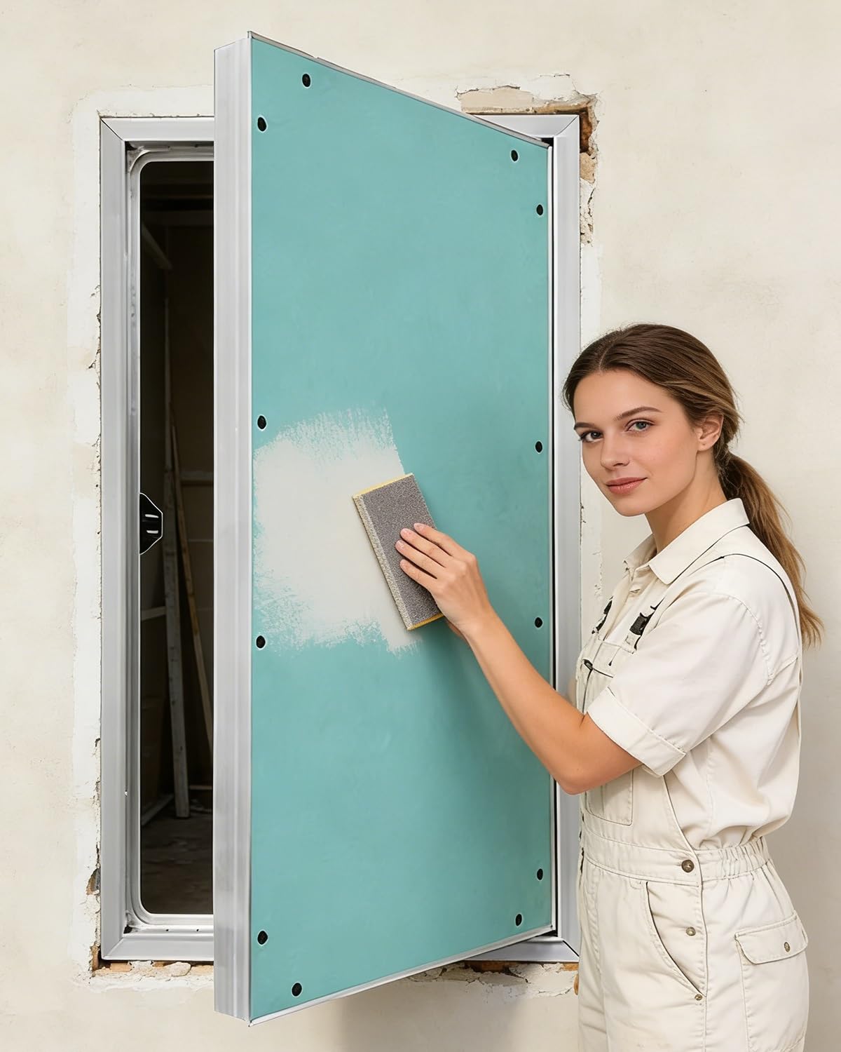 Trampilla Pladur Panel de Acceso a Pared Cartón Yeso Oculto al Ras Pintable, 60 x 120cm con Cerradura para Fontanería Eléctrica Ático Placa Bisagras Escotilla
