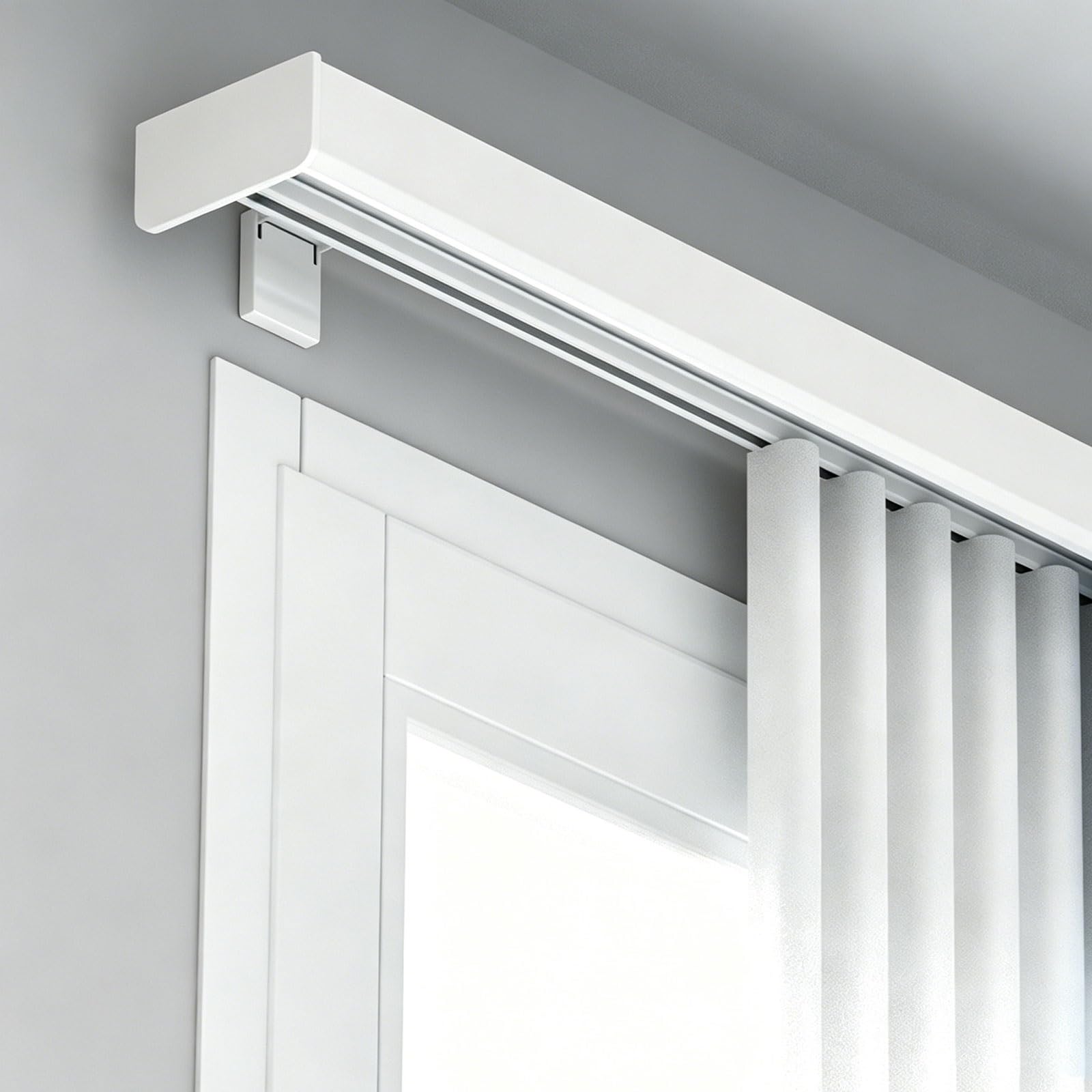 Wall-Mounted Double Curtain Tracks Rod Aluminum Curtain Pelmet Box Modern Home Décor, Aluminum Bracket for Bedroom/Living Room/Window/Hotel(3.6m/11.8ft)