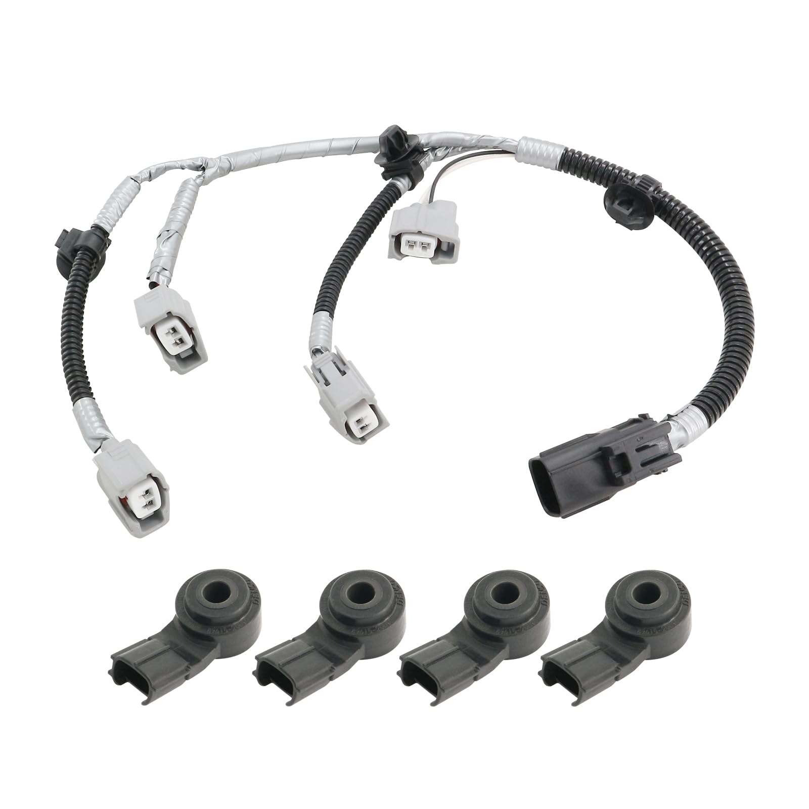 Tivora 4PCS Engine Knock Sensor & Wiring Harness Kit Compatible with 2007-2020 Toyota Sequoia Tundra 5.7L Replaces 82219-0C020 89615-20090 8961520090 822190C020