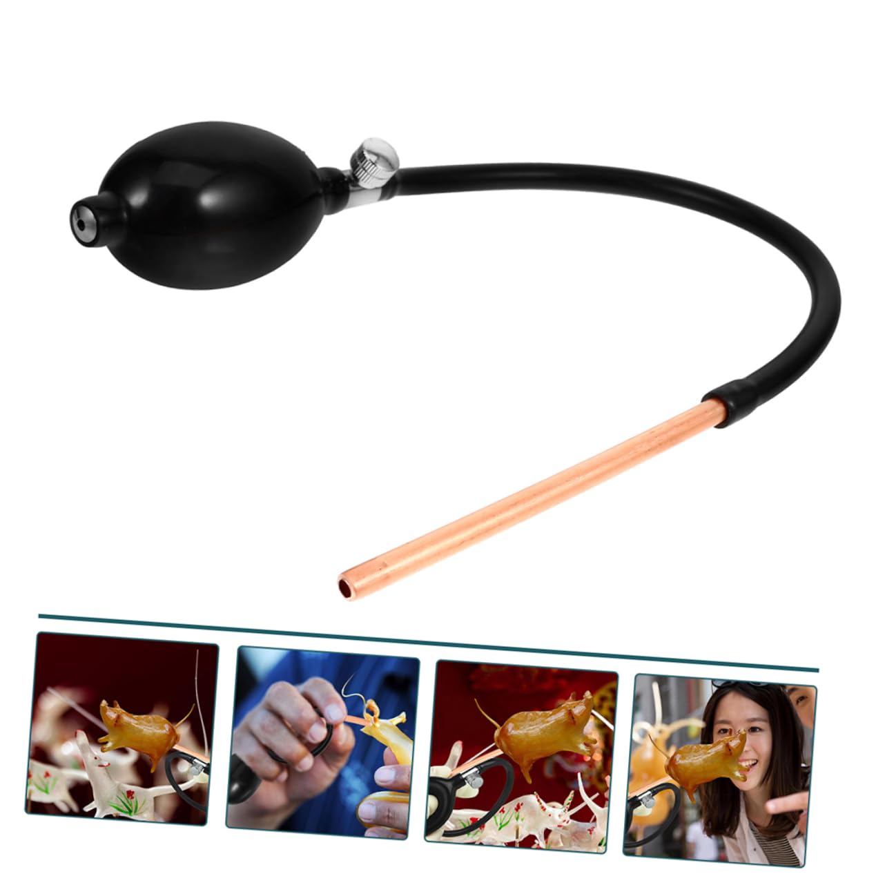 COLLBATH de Bomba de Soplado Kit de 2 Piezas de Azúcar de Plástico Negro, Herramienta Precisa y Fácil de Usar para Repostería y Modelado de Fondant