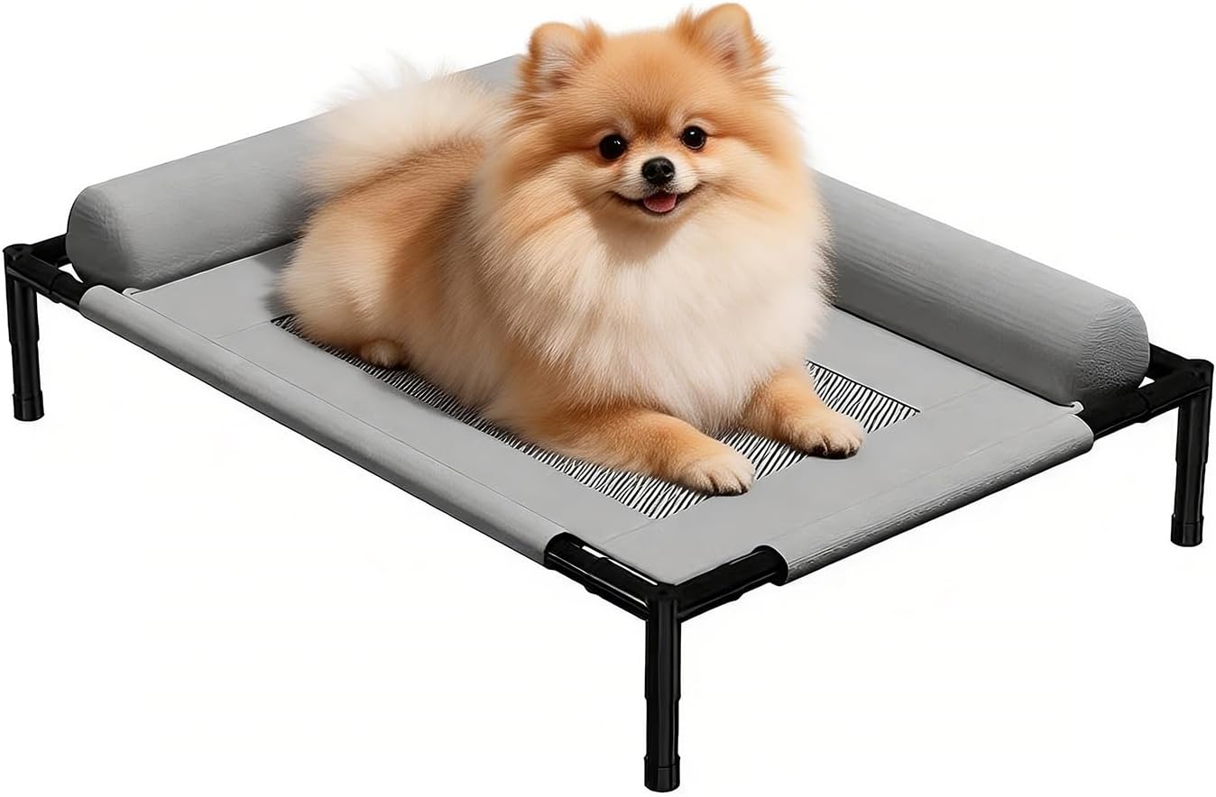 Raised Dog Beds for Small Dogs,Breathable Mesh Dog Sofa,Pet Travel Cot with Soft Edged Pillow,Features Non Slip Base, Suitable for Dogs Hammock Bed Small for Indoor & Outdoor