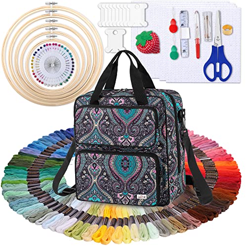Lodrid Embroidery Starter Kit With Storage Bag, Cross Stitch Kits Tools With Case For Beginners, Adults And Kids, Craft Supplies Kits Bag For Easy Carrying, With Handles And Shoulder Strap, Totem #TOP7