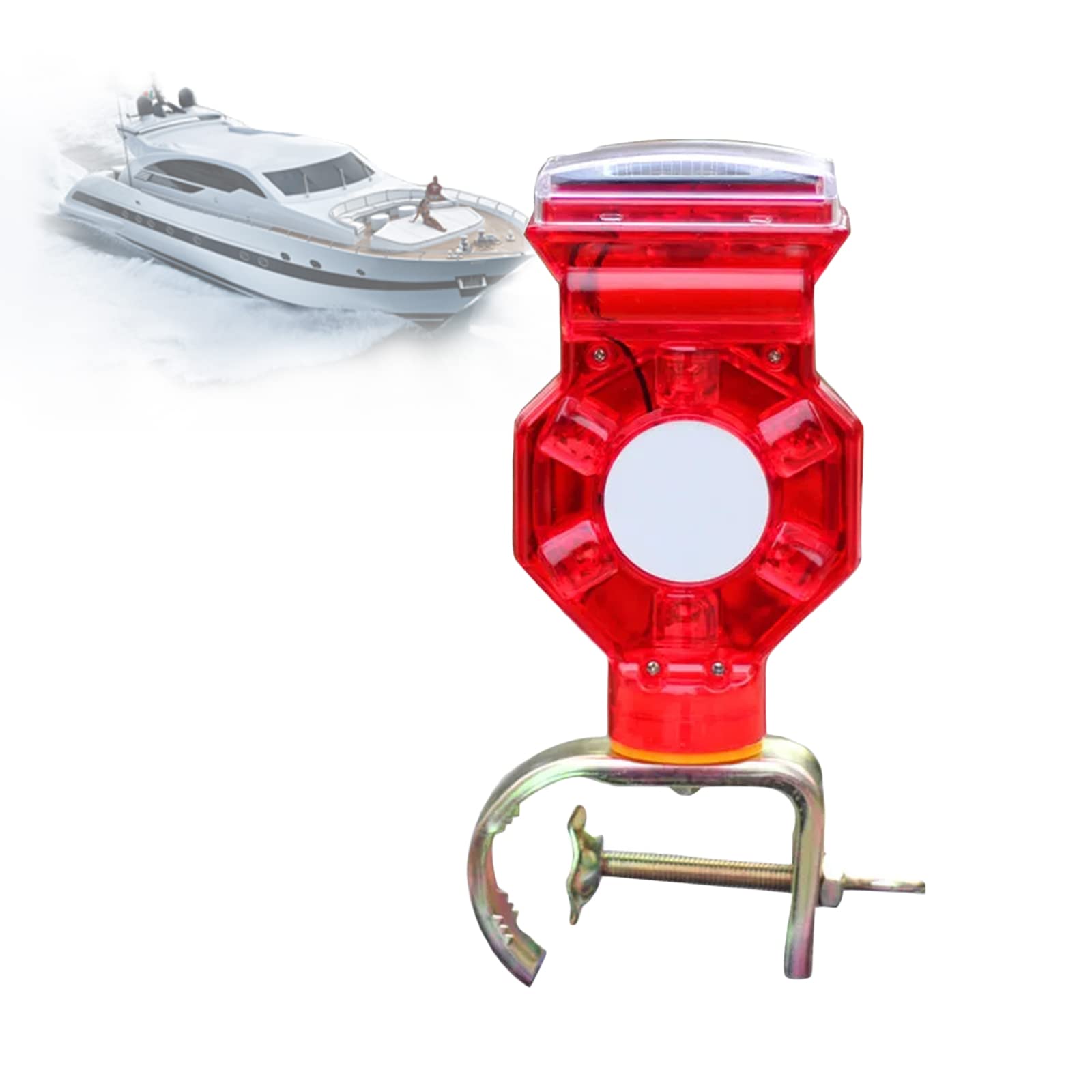 YHWD Solar Boat Navigation Lights, Led Interior Light with Bracket, IP54 Waterproof, 6 LED Lamp Beads for Yacht Fishing Pontoon Boat Sailboat Kayak Bass Boat Vessel