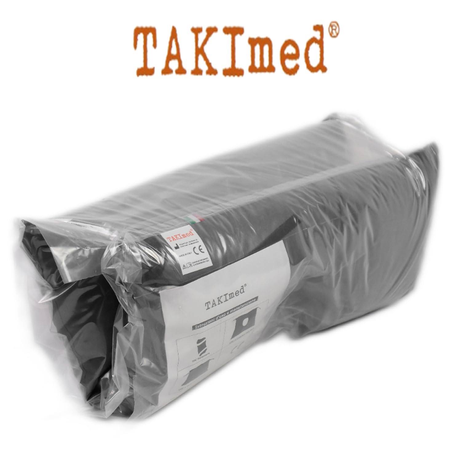 TAKIMED Cuscino Stuoia Coprisedia per sedia a rotelle In Fibra Cava Siliconata, Cuscino con Schienale Antidecubito lungo Ortopedico per Carrozzina. Prodotto Italiano (Grigio)
