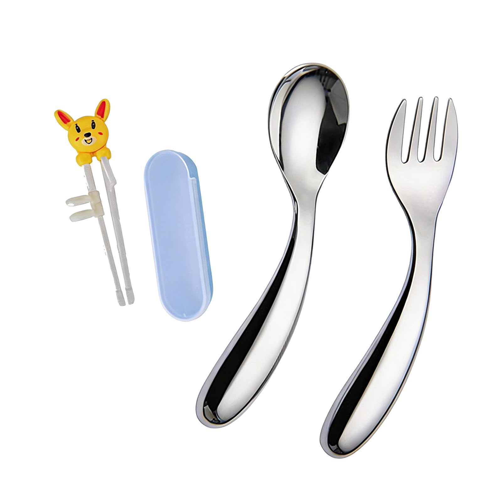 PANGBOER Hands Stainless Steel Cutlery Set, Bent Handle Spoon and Fork for Daily Meals, Picnic and Travel Dining Use Lunch Box
