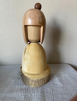 Handmade Wooden Kokeshi Doll, Japanese Zen Meditation Figurine, Natural Wood Base, 9 inches, Natural Hard Wood Art, #DD1