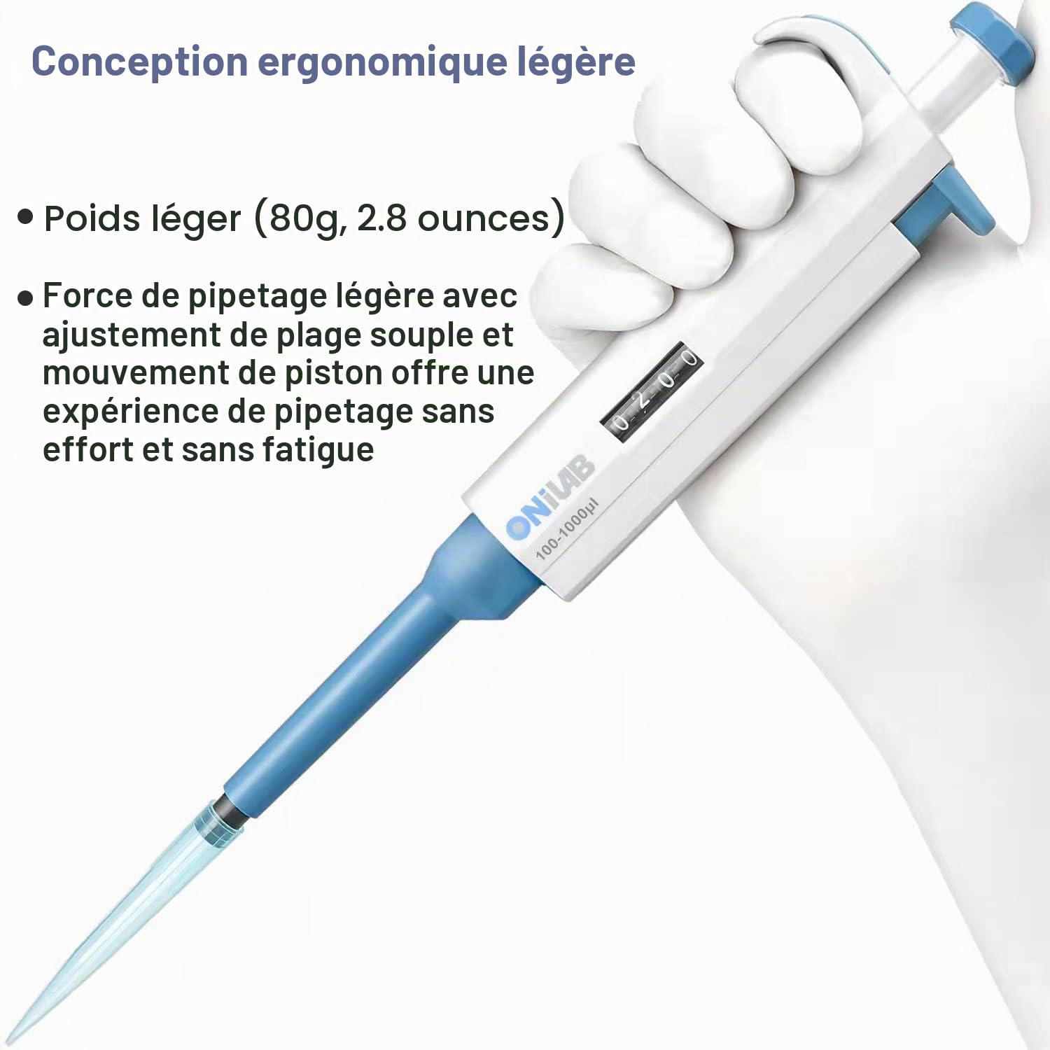 Micropipette de laboratoire ONiLAB 2-10ML, pipette à canal unique, pipette à volume réglable, micro pipettes, pipette haute précision, autoclavable…