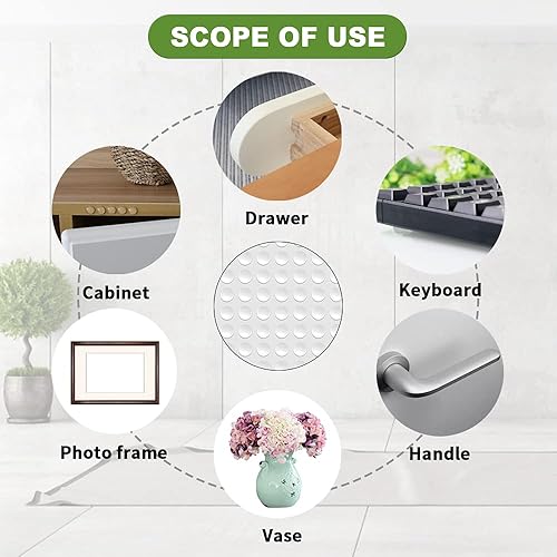 Miniatura 7 de Parachoques de puerta de gabinete de súper alta viscosidad -200 piezas de almohadillas adhesivas transparentes de 25 pulgadas de diámetro,