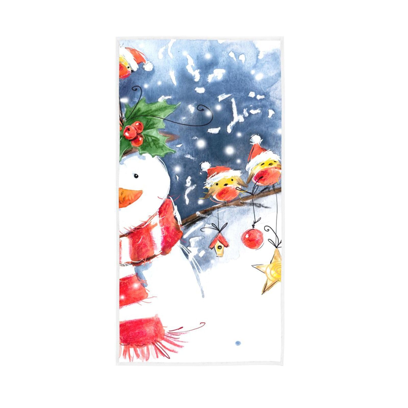 HUYGD Watercolor Snowman Snowflake Kitchen Hand Towel, 15 x 30 Inches Soft Hand Towel Spa Towels Workout Towels for Gym