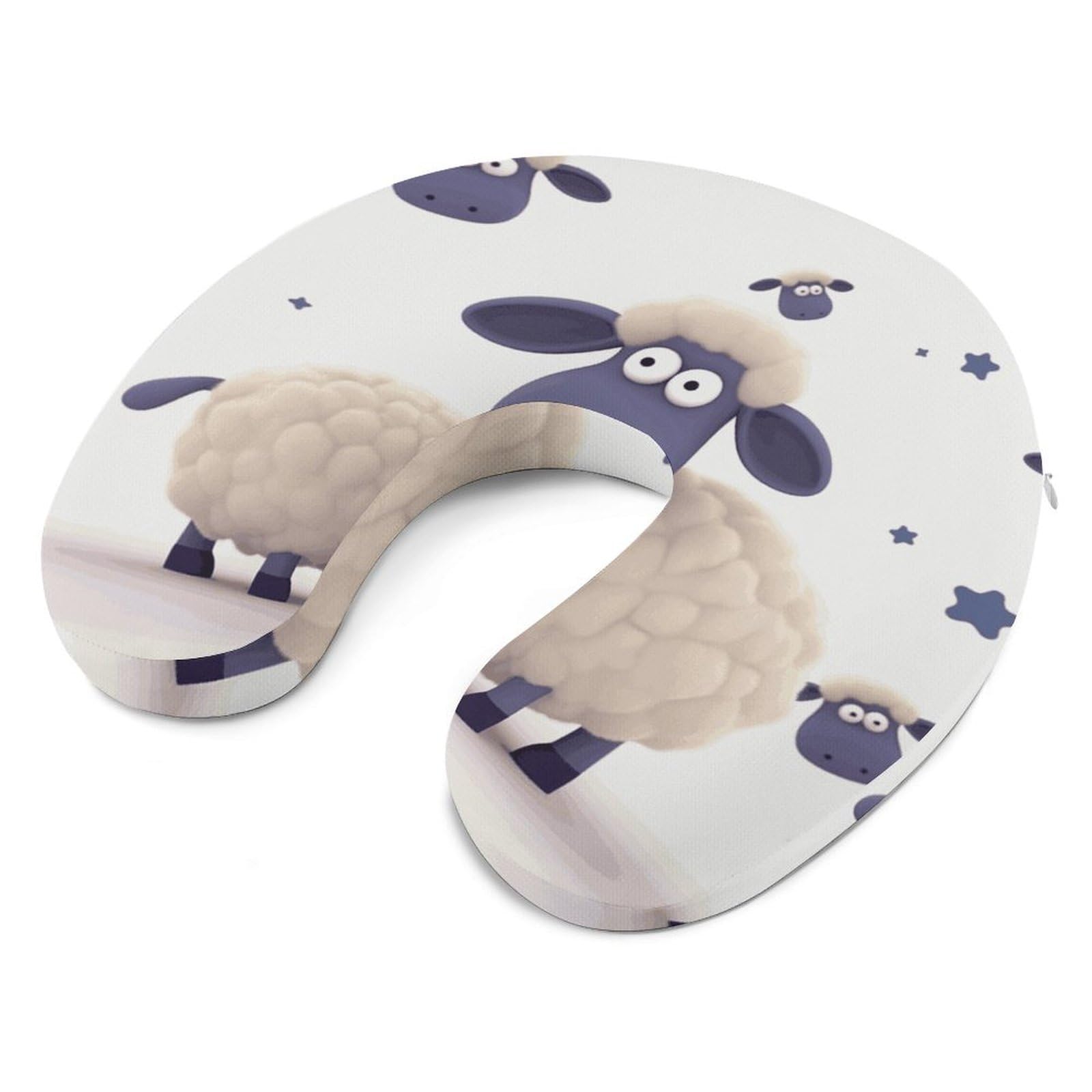 Almohada en forma de U de oveja, núcleo de almohada de espuma viscoelástica, cojín, proporciona apoyo para el cuello, almohada de viaje, adecuada para aviones, coches, hogares y oficinas.