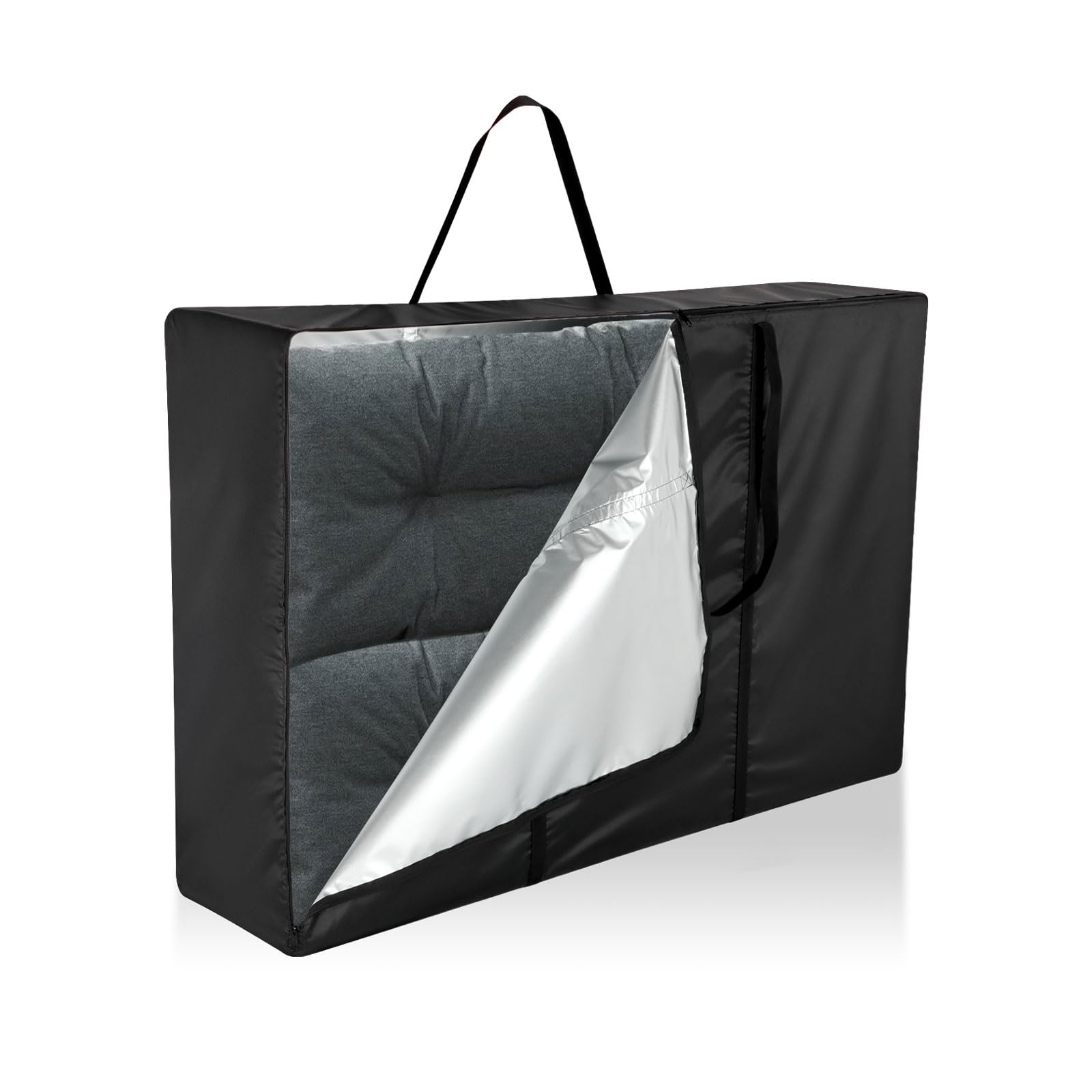 Aufbewahrungstasche Gartenauflagen, Wasserdicht 420D Auflagentasche für Gartenpolster Polsterauflagen mit Reißverschluss und Griffen, Große Aufbewahrung Tasche-Schwarz(120x30x80cm)