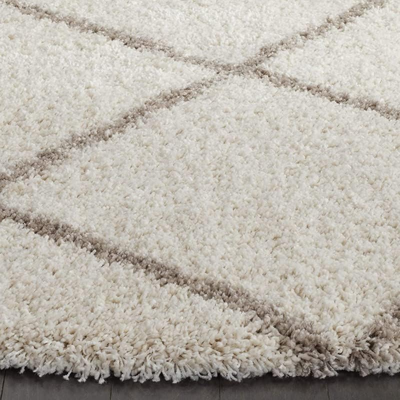 Image of Shaggy Carpet for Living Room 10X14 FEET Fluffy Plush Area Rug, Thick Fur Floor Carpet Modern Cozy Rug for Home Decor, Kids Room Bedside Hall, Durable Comfortable Shaggy Rug (A Ivory Beige Trellis)