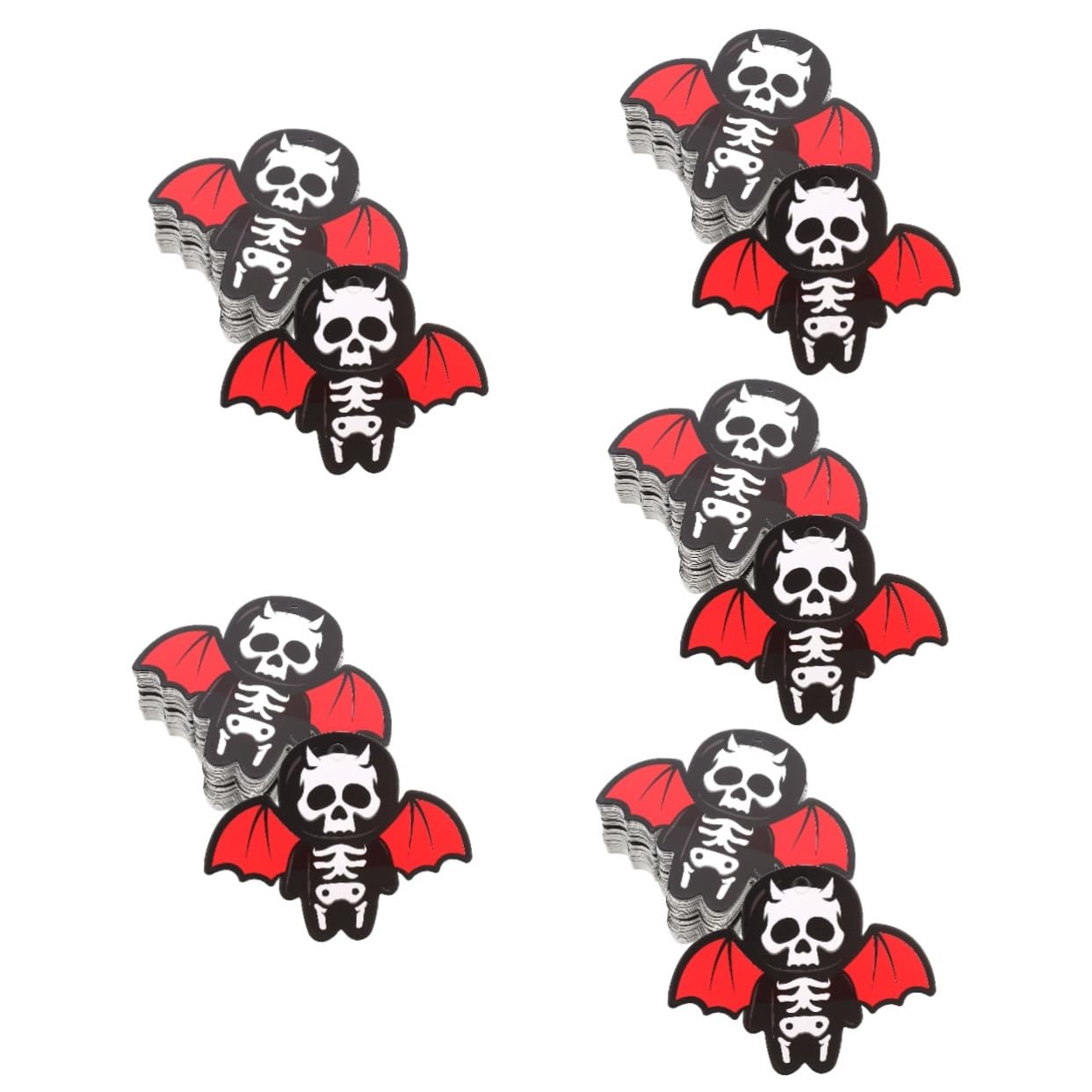 Cabilock 5 Sätze Fledermaus Anhänger Deko Zubehör Fledermäuse Halloween Spinnen Deko Aufkleber Halloween Mini Skelette Trick Or Treat Hängeetikett 100 Stück * 5