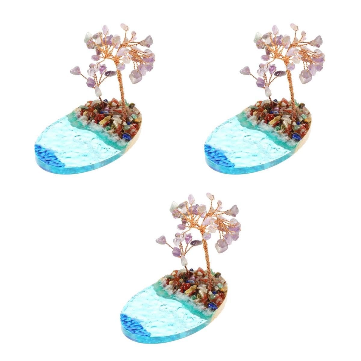 Cabilock 3 Pz Isola Spray Al Mare Decorazioni Per Case Delle Bambole Ornamento Bonsai Decorazione Dell'acquario Di Pesci Resina Cristallo Stanza Dei Giocattoli Viola,porpora