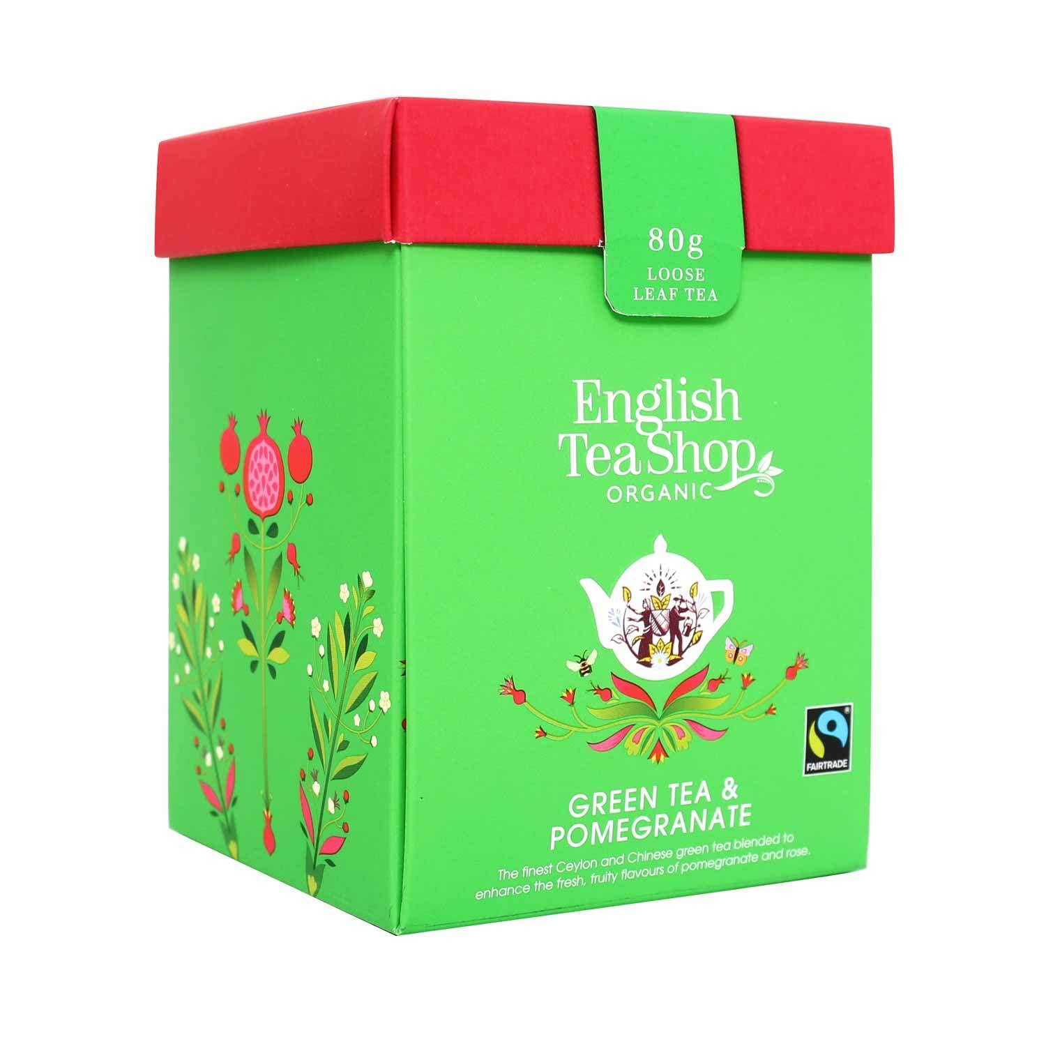 English Tea ShopGreen Tea and Pomegranate 80g Whole Leaf TeaSoil AssociationSoil AssociationFairtrade InternationalSoil AssociationFairtrade InternationalFairtrade InternationalFairtrade International