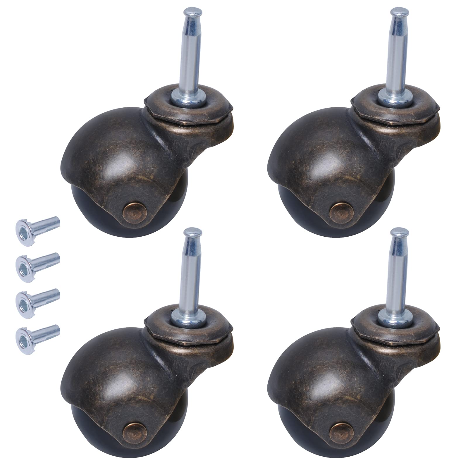 Buy Podoy Antique Casters Set of 4 Rolling Vintage Brass Ball Wheels 2