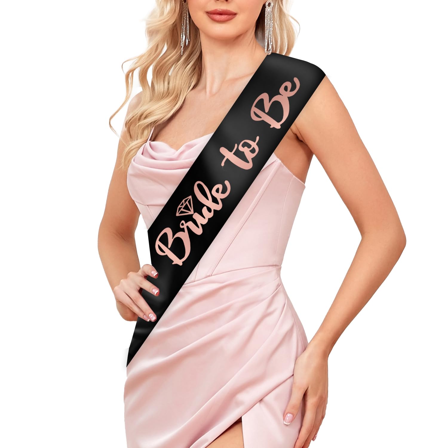 VITION Bride to be Sash and Veil White Set Adjustable Maid of honor sash Bridesmaid sash Team Bride Engagement Party Favors Bachelorette Party Sash Everything You Need (Black, 1)