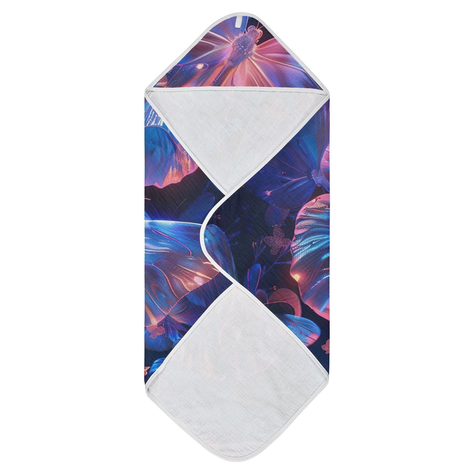 PaChyLuu Holographic Butterflies Baby Hooded Towel Soft Cotton Baby Towels Ultra Absorbent Bath Towel for Babies Boys Girls, 30x30 Inch