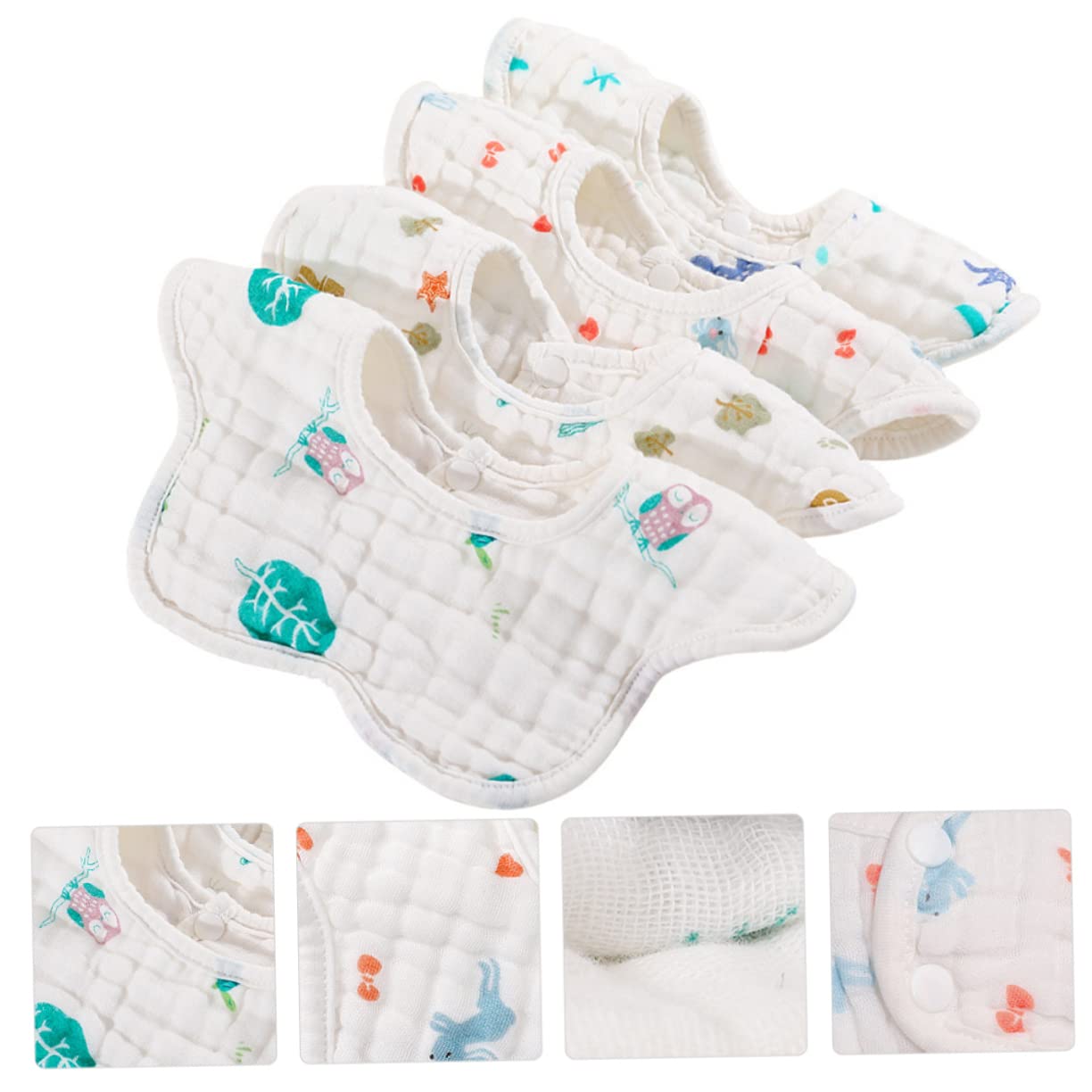 Abaodam 12pezzi Bavaglini Per Saliva Towel Cartoon Assorbente Morbidi e Traspiranti Per Bebè Design Casual Per e