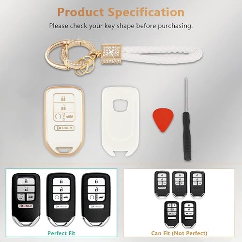 Miniatura 6 de PIFOOG Funda para llavero para Honda Civic Accord CRV Passort Pilot Insight, accesorios de 5 botones para llaves remotas de automóvil, protector de