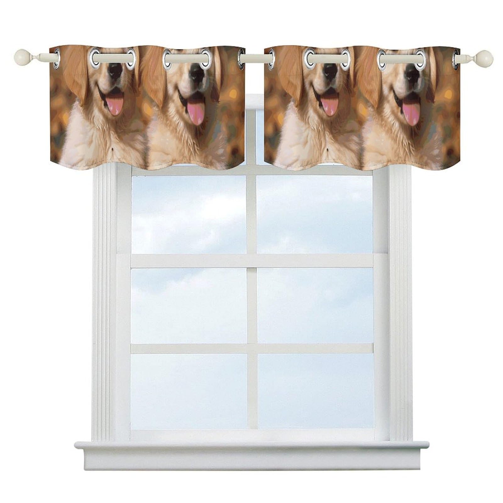 Rideaux occultants thermiques chambre lot de 2 rideaux chiens Golden retriever