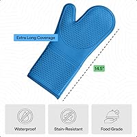 Vista 125 de GORILLA GRIP - Juego de guantes de horno de silicona suave sin BPA, guantes de cocina resistentes al calor e impermeables, forro de algodón grueso