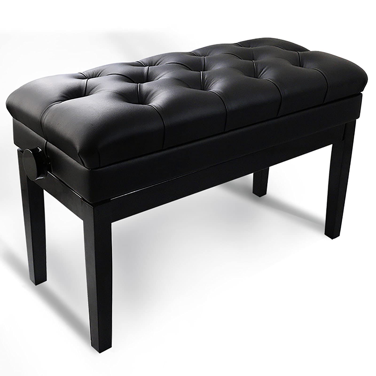 RWRAPS Deluxe Piano Bank Duet Keyboard Hocker Klavierhocker aus Massivholz 10 cm höhenverstellbare Bänke, 82 x 36 x 50–60 cm (schwarz)