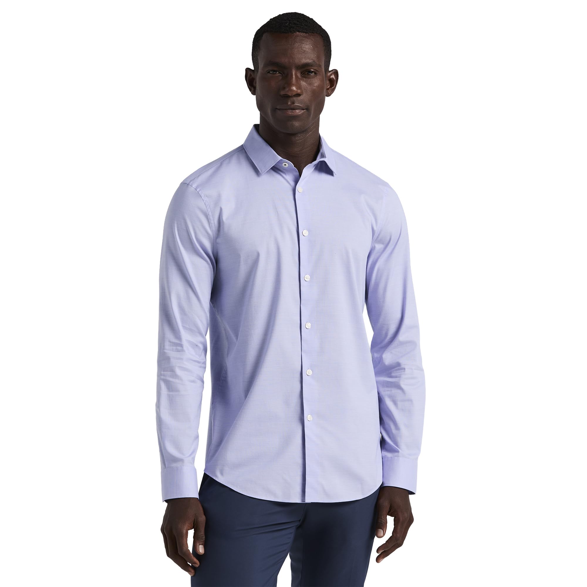 Perry Ellis Dobby Cotton Stretch Slim Fit Long Sleeve Button-Down Shirt Dobby - Camisa de algodón elástica de Manga Larga con Botones Hombre (Pack de 1)