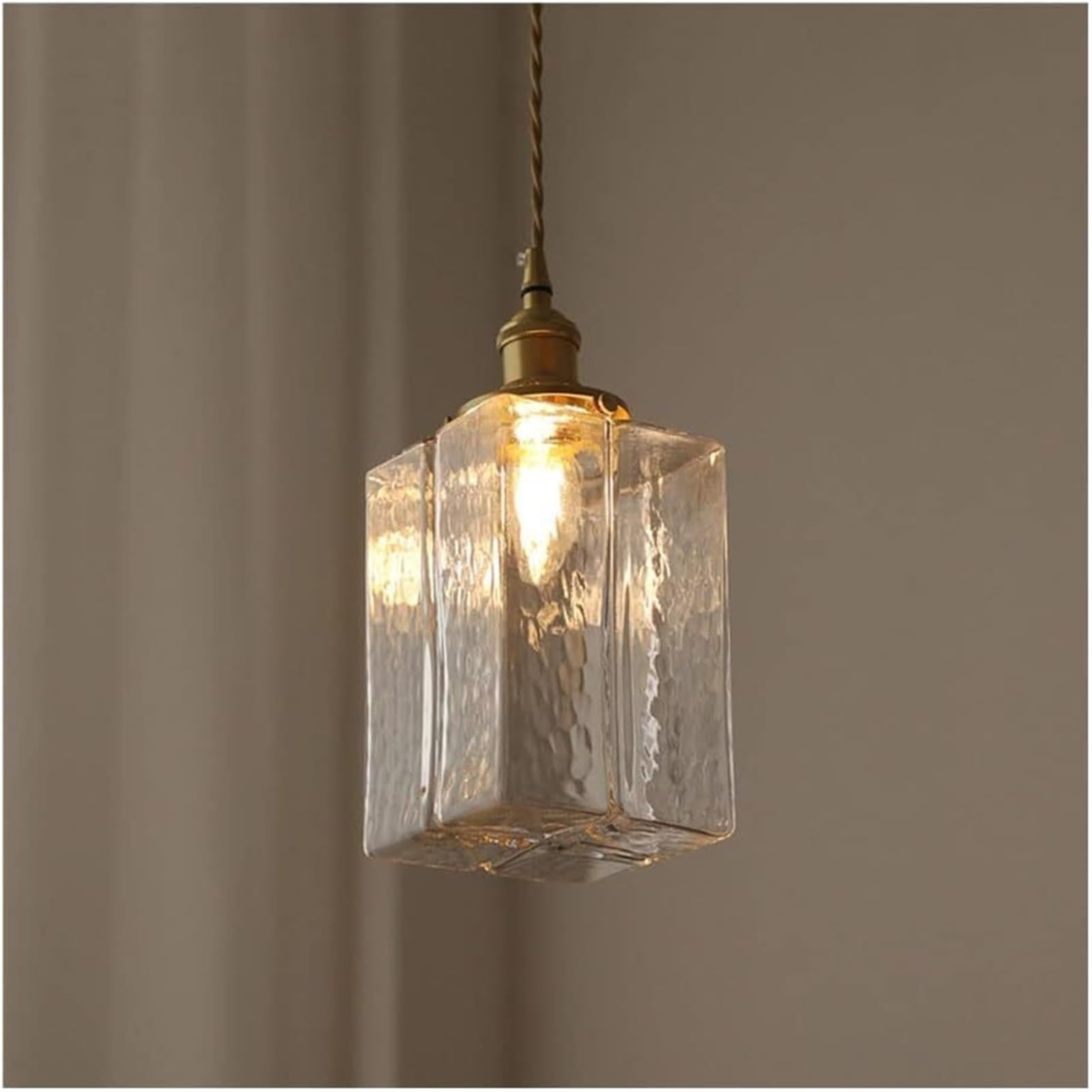 KBUUKYYXouy Brass Clear Glass E27 Adjustable Height Pendant Lamp Chandelier Hanging Lighting Ceiling Fixture for Bedroom Kitchen Island Study Room Classic(A)