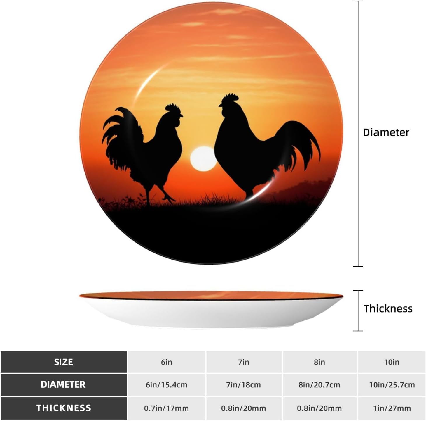 Decorative Plate Art Crafts Bone China Decorative Plate with Display Rack Souvenir Wall Decor Ceramic Ornaments Dinner Plates Ceramic Decoratives Plates for Home Office 10in