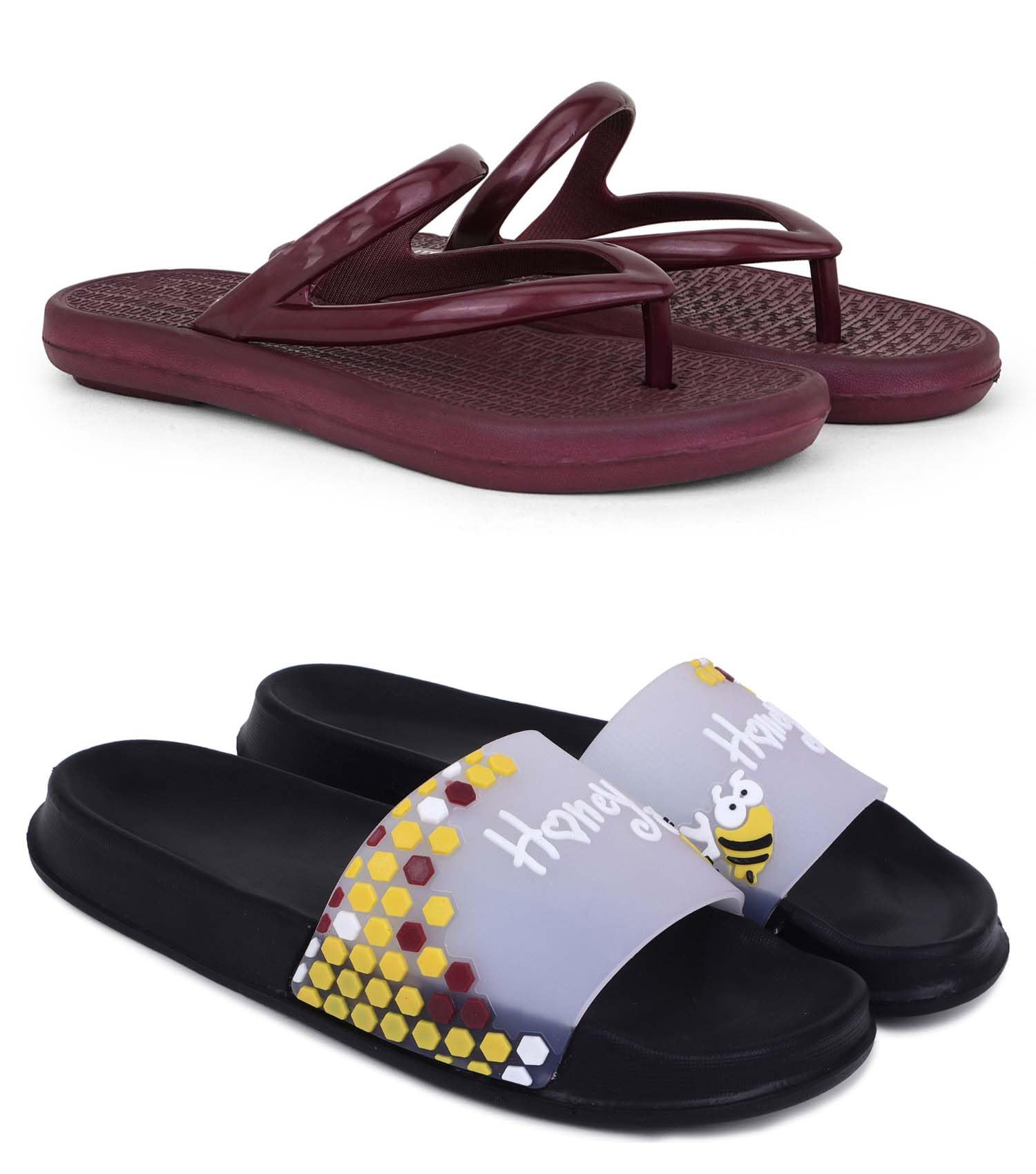 pampy angel Flat Sandal & Slipper/Flip Flops/Slides/Clogs/Sandals for Women, Comfortable & Light Weight| Stylish & Anti-Skid | Casual Waterproof & Everyday Flip Flops for Women & Girls Combo Pack of 2-picture-21