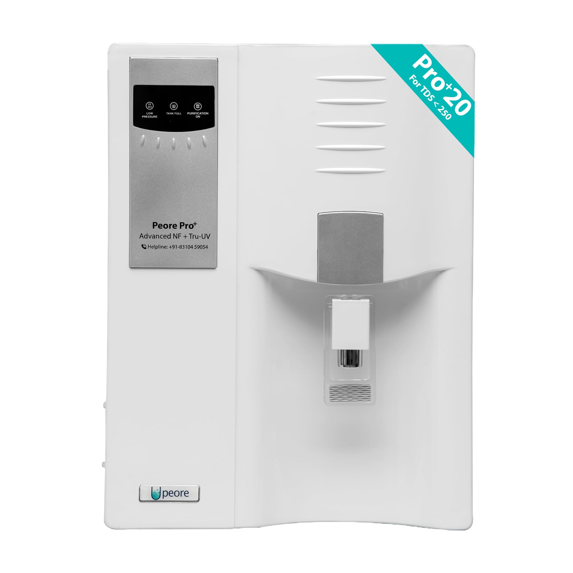 Peore Pro Plus-20 NF + UV Water Purifier | Retains Healthy Minerals and Saves Water | NanoFiltration Better than RO | Self Service Mode | White (For TDS < 250) (B0B1JCDJ3M) Amazon Price History, Amazon Price Tracker